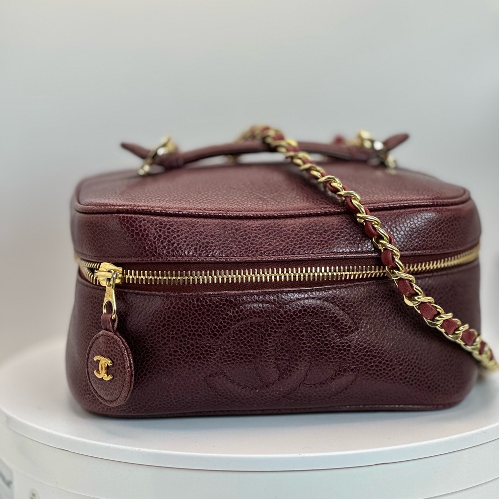 Authentic Chanel Burgundy Leather vanity Bag